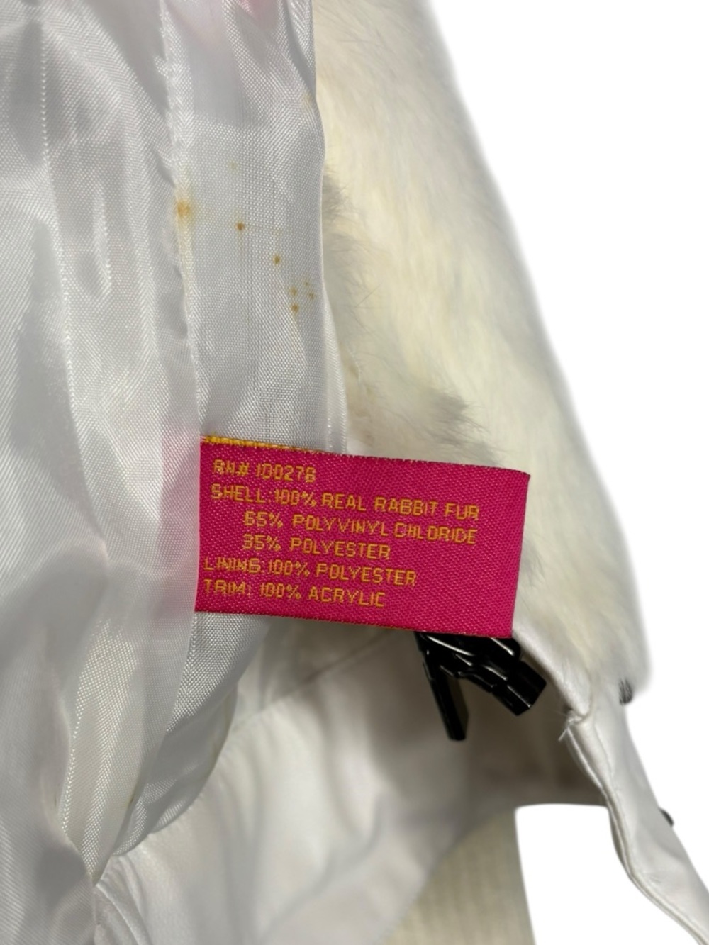 Y2K Jennyfer J Women's Moto Jacket Cream/White Rabbit Fur Leather Knit Jacket M - Picture 5 of 14